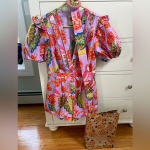 Lilac Beaks & Bananas V Neck Romper NWT